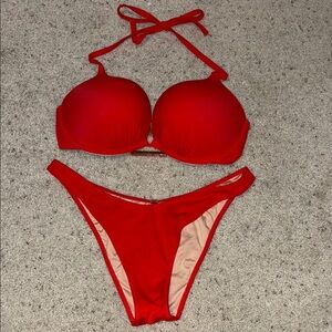 Red Halter Bikini Set